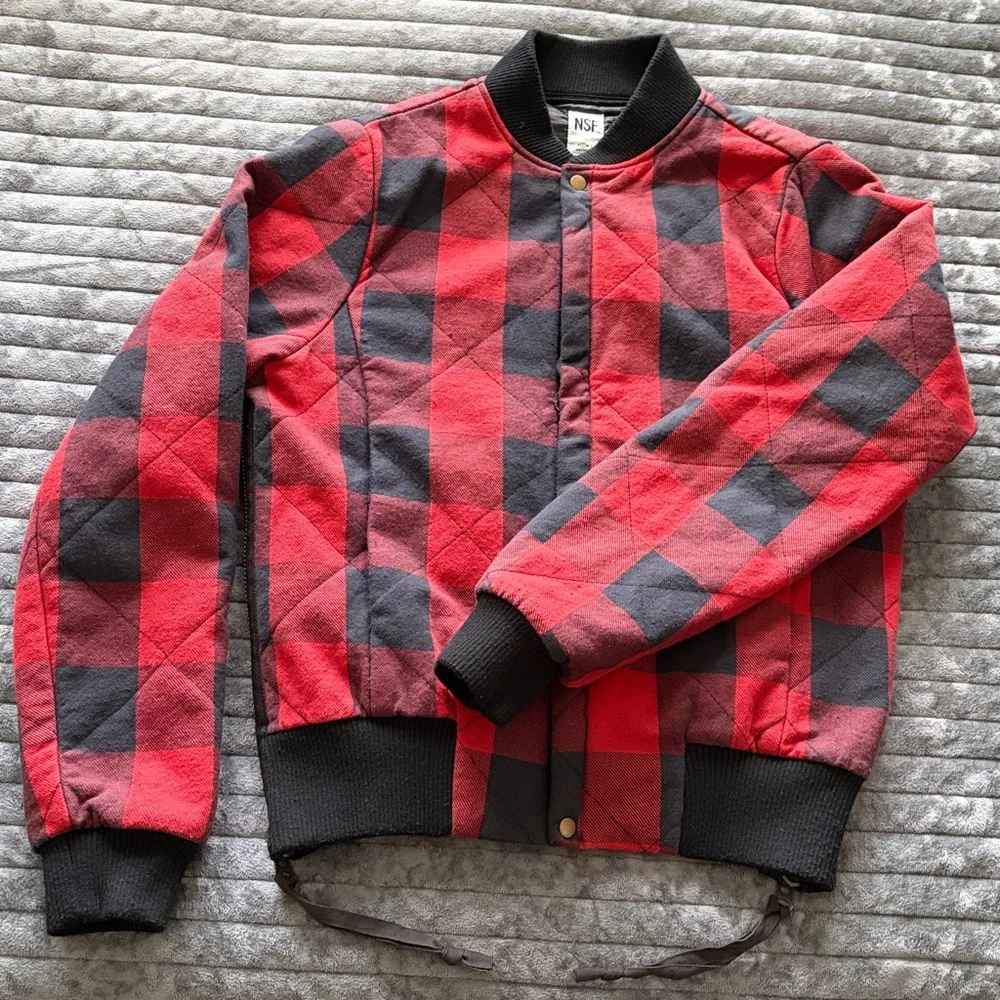 NSF Quilted Plaid Bomber Jacket - Picture 5 of 11